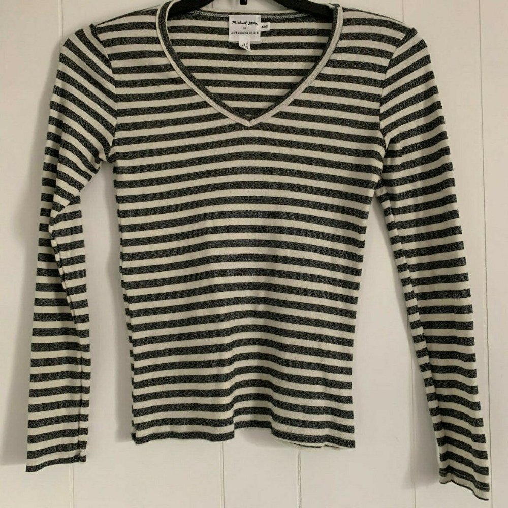 Michael Stars Anthopologie Long Sleeve Black & White Striped Pullover Size XS/S